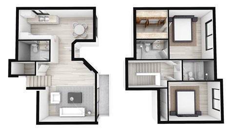 Floor plan for 2 beds, 2 baths, 1148 sqft